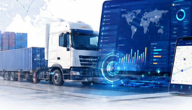 Truck and digital logistics dashboards